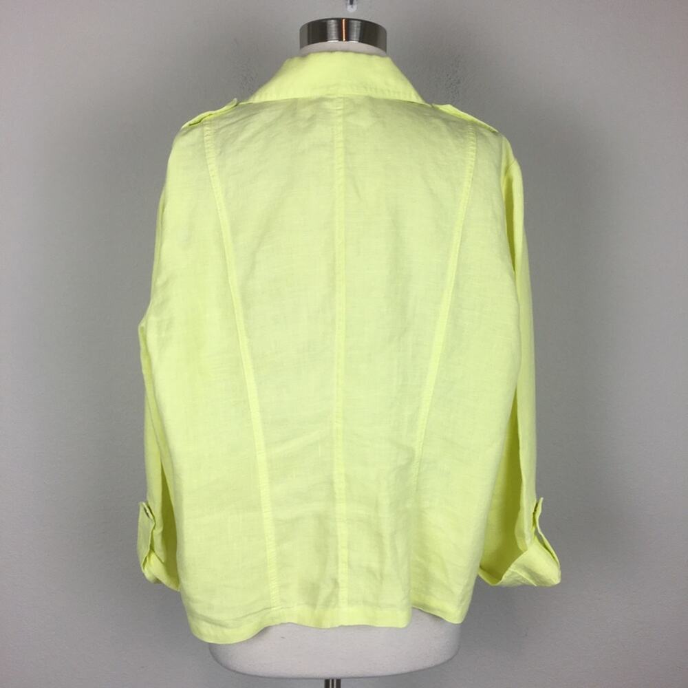 Chicos Yellow Linen Open Front Jacket 2 - Picture 5 of 9